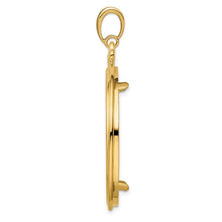 14k Yellow Gold Triple Circle Top 34.2mm Prong Coin Bezel Pendant - Fits US $20 Liberty and US $20 St. Gaudens