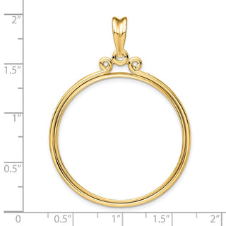 14k Yellow Gold Triple Circle Top 34.2mm Prong Coin Bezel Pendant - Fits US $20 Liberty and US $20 St. Gaudens