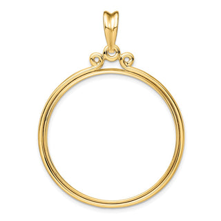 14k Yellow Gold Triple Circle Top 34.2mm Prong Coin Bezel Pendant - Fits US $20 Liberty and US $20 St. Gaudens