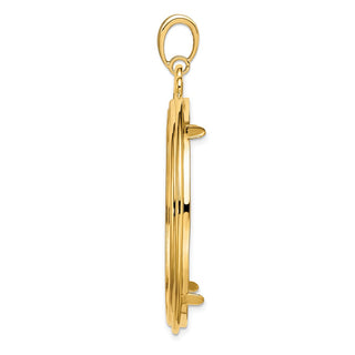 14k Yellow Gold Triple Circle Top 37mm Prong Coin Bezel Pendant - Fits 50 Pesos and Centenario