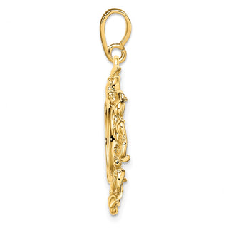 14k Yellow Gold Flower Blossom 13mm Prong Coin Bezel Pendant - Fits 2 Pesos and US $1