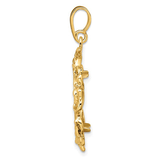 14k Yellow Gold Flower Blossom 17.8mm Prong Coin Bezel Pendant - Fits US $2.50 Liberty and Other Coins
