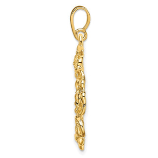 14k Yellow Gold Flower Blossom 18mm Prong Coin Bezel Pendant - Fits 1/10 oz Cat