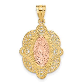 14k Yellow and Rose Gold Virgin Mary Pendant