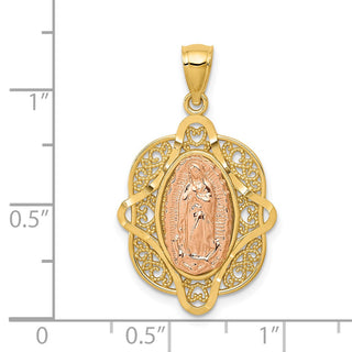 14k Yellow and Rose Gold Virgin Mary Pendant