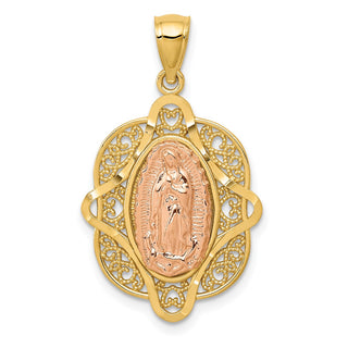 14k Yellow and Rose Gold Virgin Mary Pendant