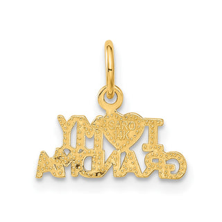 14k Yellow Gold I HEART MY GRANDMA Charm