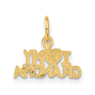14k Yellow Gold I HEART MY GRANDMA Charm