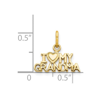 14k Yellow Gold I HEART MY GRANDMA Charm