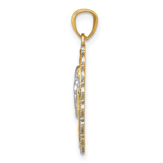 14k Yellow Gold and Rhodium Angel Pendant C3972