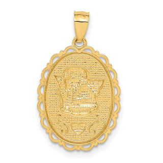 14k Yellow Gold and Rhodium Angel Pendant C3972