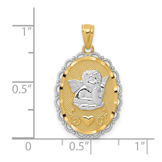 14k Yellow Gold and Rhodium Angel Pendant C3972