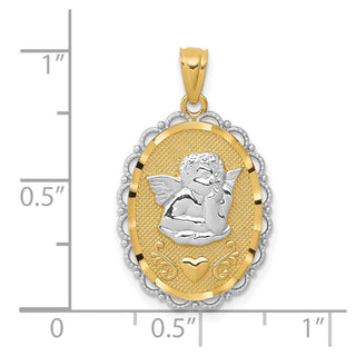 14k Yellow Gold and Rhodium Angel Pendant C3972