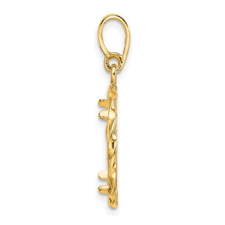 14k Polished Hand Twisted Ribbon and Diamond-cut 15.0mm Prong Coin Bezel Pendant - Fits US $1 Type 2