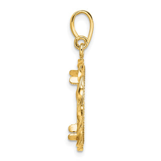 14k Polished Hand Twisted Ribbon and Diamond-cut 16.5mm Prong Coin Bezel Pendant - Fits 1/10 oz American Eagle and 1/10 oz Krugerrand