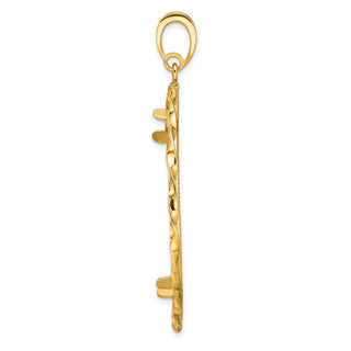 14k Yellow Gold Polished Hand Twisted Ribbon and Diamond-cut 39.5mm Prong Coin Bezel Pendant - Fits 4 Ducat
