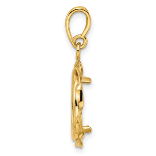 14k Yellow Gold Hand Twisted Ribbon 14mm Prong Coin Bezel Pendant - Fits 1/20 oz Maple Leaf and Other Coins