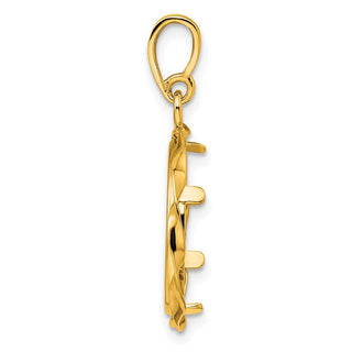 14k Yellow Gold Hand Twisted Ribbon 16mm Prong Coin Bezel Pendant - Fits 1/10 oz Maple Leaf, Maple Leaf, and Other Coins