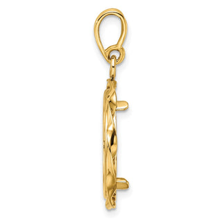 14k Yellow Gold Hand Twisted Ribbon 16.5mm Prong Coin Bezel Pendant - Fits 1/10 oz American Eagle and 1/10 oz Krugerrand