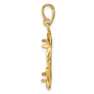 14k Yellow Gold Hand Twisted Ribbon 17.8mm Prong Coin Bezel Pendant - Fits US $2.50 Liberty and Other Coins