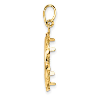 14k Yellow Gold Hand Twisted Ribbon 18mm Prong Coin Bezel Pendant - Fits 1/10 oz Cat, 1/10 oz Panda, and US Dime