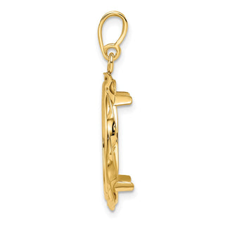 14k Yellow Gold Hand Twisted Ribbon 20mm Prong Coin Bezel Pendant - Fits 1/4 oz Kangaroo