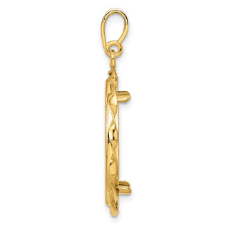 14k Yellow Gold Hand Twisted Ribbon 22mm Prong Coin Bezel Pendant - Fits 1/4 oz American Eagle and Other Coins