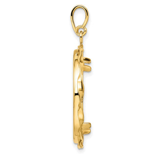 14k Yellow Gold Hand Twisted Ribbon 25.0mm Prong Coin Bezel Pendant - Fits 1/2 oz Maple Leaf and Other Coins