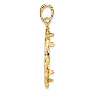 14k Yellow Gold Hand Twisted Ribbon 27mm Prong Coin Bezel Pendant - Fits 1/2 oz American Eagle, US $10 Liberty, and Other Coins