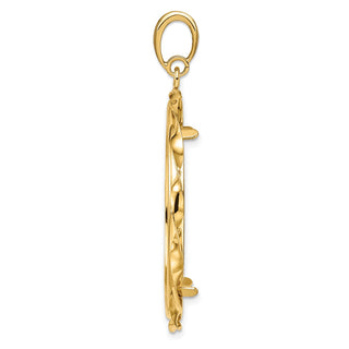 14k Yellow Gold Hand Twisted Ribbon 32mm Prong Coin Bezel Pendant - Fits 1 oz Australian Nugget, 1 oz Kangaroo, 1 oz Panda, and Other Coins