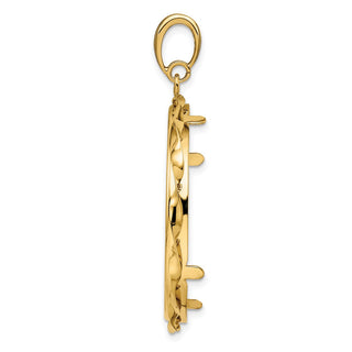 14k Yellow Gold Hand Twisted Ribbon 32.7mm Prong Coin Bezel Pendant - Fits 1 oz American Eagle, 1 oz Cat, and 1 oz Krugerrand