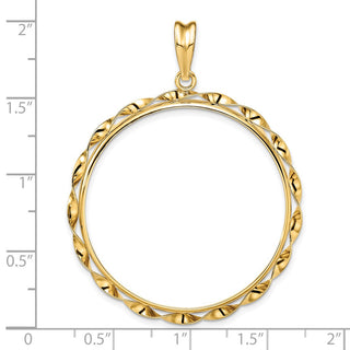 14k Yellow Gold Hand Twisted Ribbon 34.2mm Prong Coin Bezel Pendant - Fits US $20 Liberty and US $20 St. Gaudens