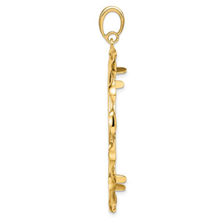 14k Yellow Gold Hand Twisted Ribbon 39.5mm Prong Coin Bezel Pendant - Fits 4 Ducat