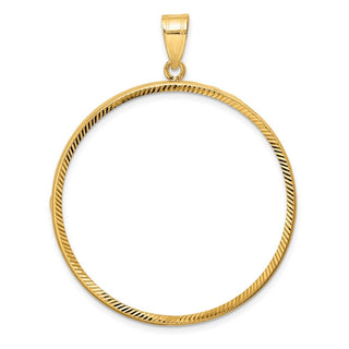 10k Yellow Gold Polished and Diamond-cut 38.1mm Prong Coin Bezel Pendant - Fits Statue of Liberty Silver Dollar, US Morgan Silver Dollar, and US Peace Silver Dollar