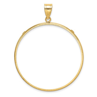 10k Yellow Gold Polished and Diamond-cut 39.5mm Prong Coin Bezel Pendant - Fits 4 Ducat