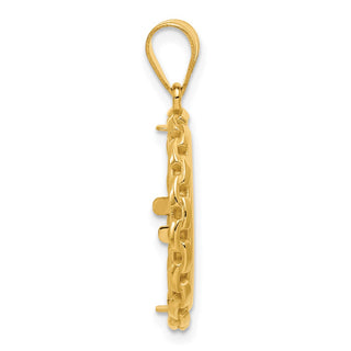 14k Yellow Gold Polished Box with 16.5mm Prong Coin Bezel Pendant