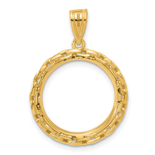 14k Yellow Gold Polished Box with 16.5mm Prong Coin Bezel Pendant