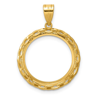 14k Yellow Gold Polished Box with 18.0mm Prong Coin Bezel Pendant