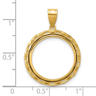 14k Yellow Gold Polished Box with 18.0mm Prong Coin Bezel Pendant