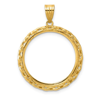 14k Yellow Gold Polished Box with 22.0mm Prong Coin Bezel Pendant