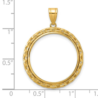 14k Yellow Gold Polished Box with 22.0mm Prong Coin Bezel Pendant