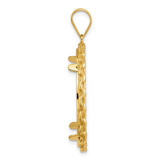 14k Yellow Gold Polished Box with 27.0mm Prong Coin Bezel Pendant
