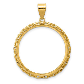14k Yellow Gold Polished Box with 27.0mm Prong Coin Bezel Pendant