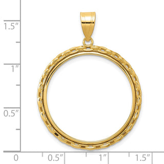 14k Yellow Gold Polished Box with 27.0mm Prong Coin Bezel Pendant
