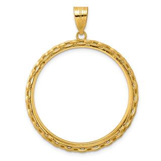 14k Yellow Gold Polished Box with 32.0mm Prong Coin Bezel Pendant
