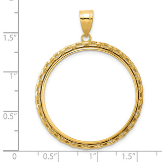 14k Yellow Gold Polished Box with 32.0mm Prong Coin Bezel Pendant