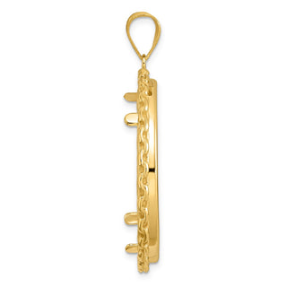 14k Yellow Gold Polished Box with 32.7mm Prong Coin Bezel Pendant