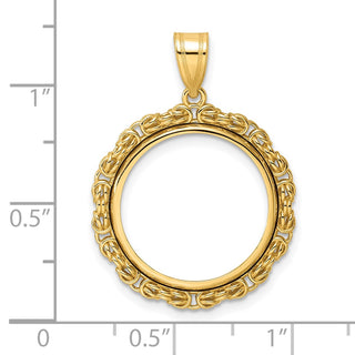 14k Yellow Gold Polished Byzantine Link with 18.0mm Prong Coin Bezel Pendant