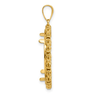 14k Yellow Gold Polished Byzantine Link with 22.0mm Prong Coin Bezel Pendant