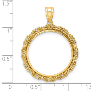 14k Yellow Gold Polished Byzantine Link with 22.0mm Prong Coin Bezel Pendant